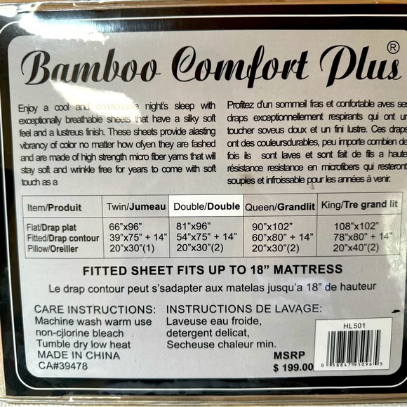 BAMBOO COTTON SHEET SET ( FULL / DOUBLE ) - Picture 2 of 2